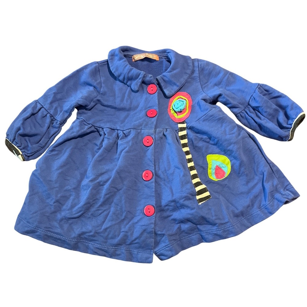 Jelly the Pug Bright N Blue Sophia Knit Jacket Toddler 2T‎ Blue Button Front